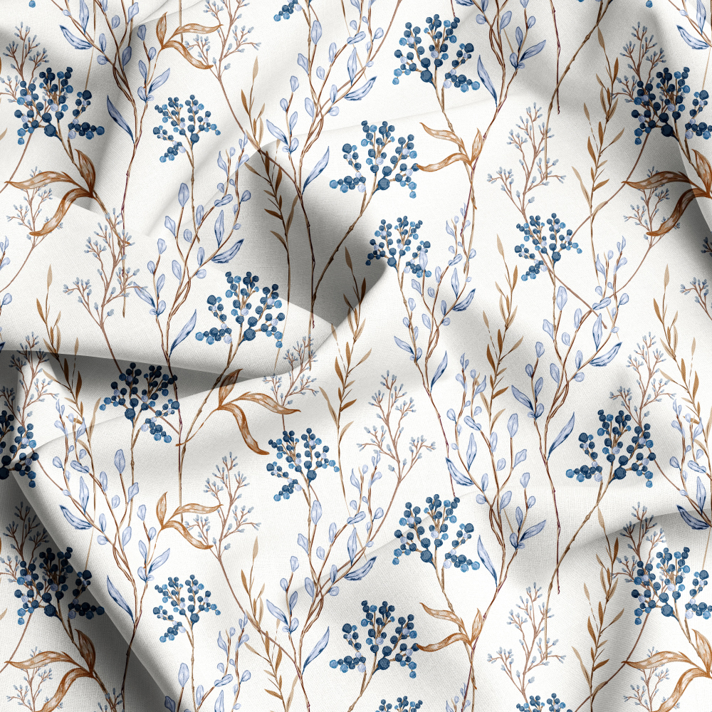 Stylish Hand Drawn Fall Winter Wild Botanical Floral Seamless Pattern, Custom Print Fabrics
