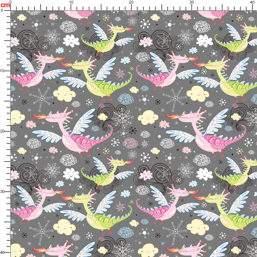 Seamless Repeat Cartoon Fly Dragon Prints | Print On Demand for Custom Fabrics