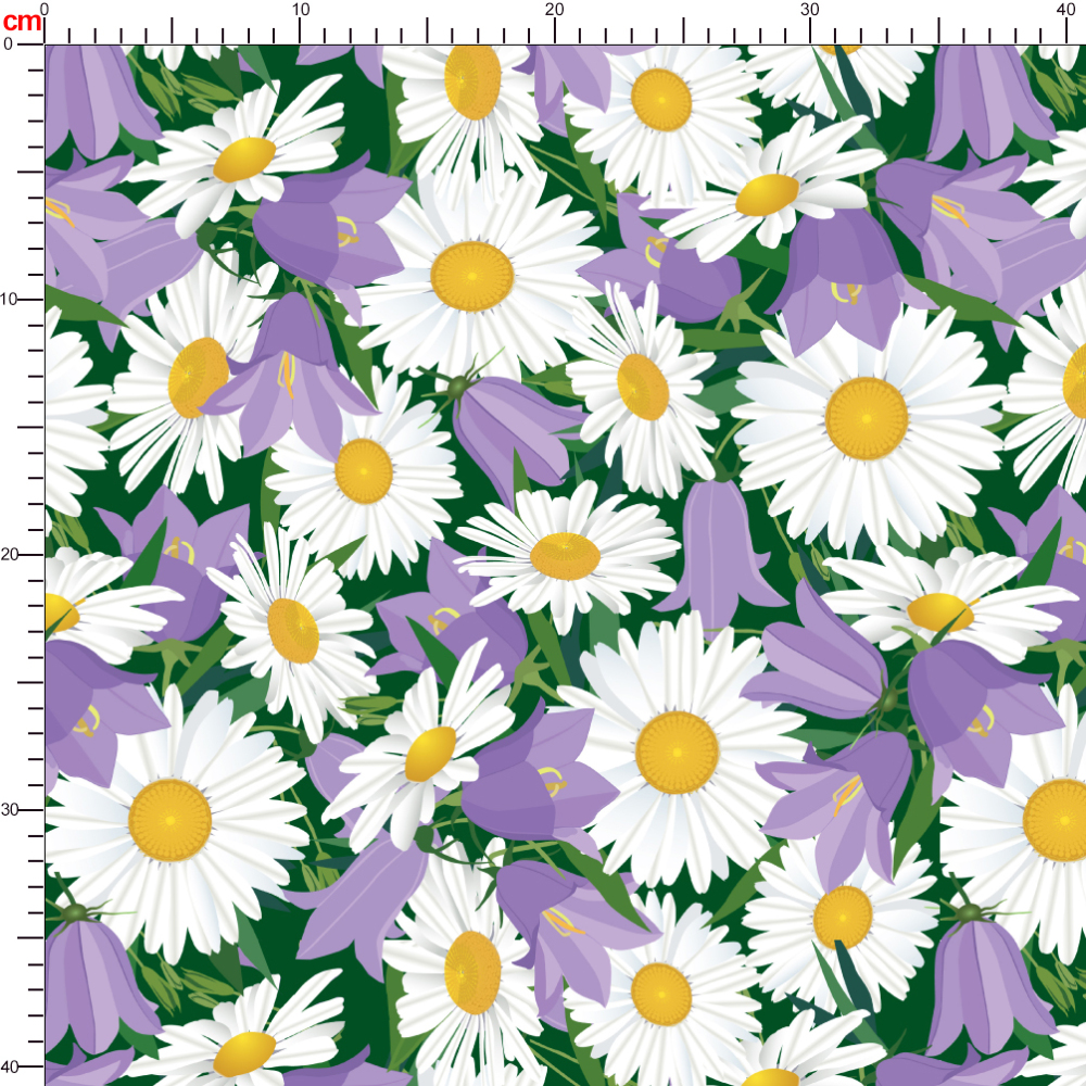 Serenity and Harmony Vintage White Daisies and Purple Flowers Custom Liberty Floral Fabric – Custom Print Fabrics