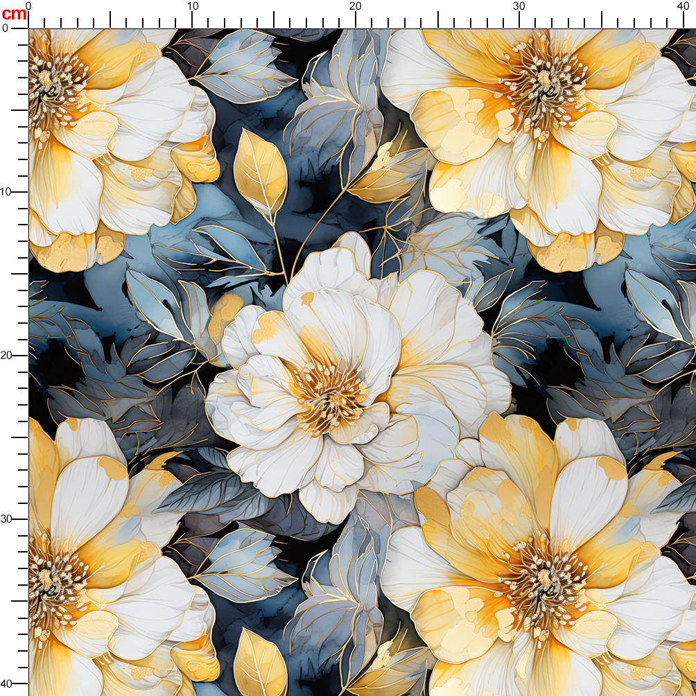 Soft Watercolor Liberty Floral Print – Romantic with Delicate White and Warm Toned Flowers – Custom Print Fabrics