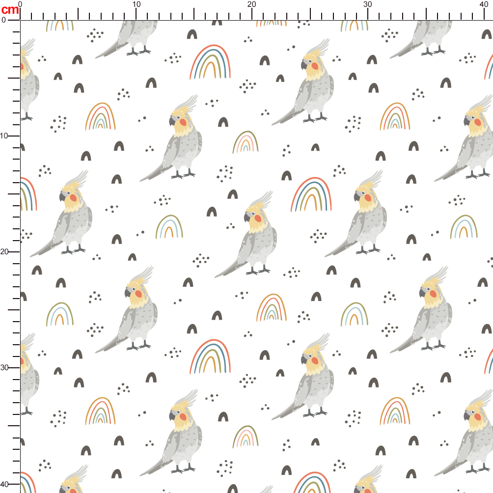 Pretty Parrot & Rainbows Fabric | Tropical Bird Pattern | Custom Print