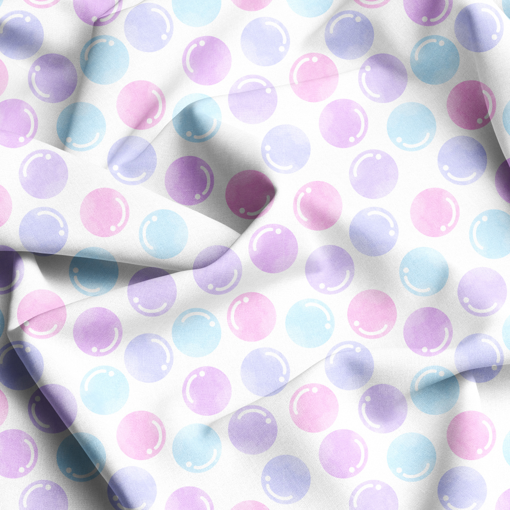 Watercolor Bubbles Geometric Circles Seamless Pattern, Custom Print Fabrics