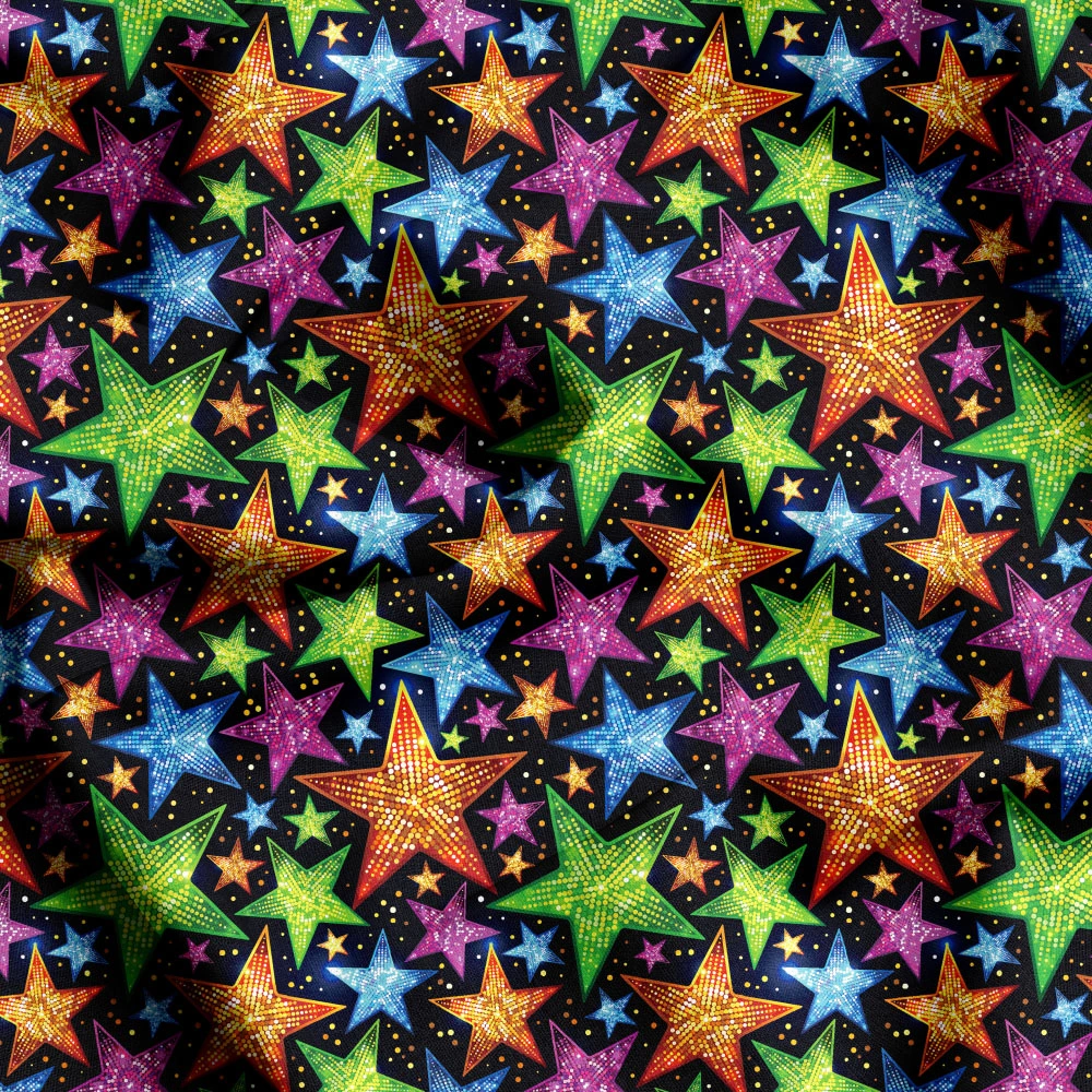 Custom Multicolored Stars Fabric | Prinstitch - Fabric Designs