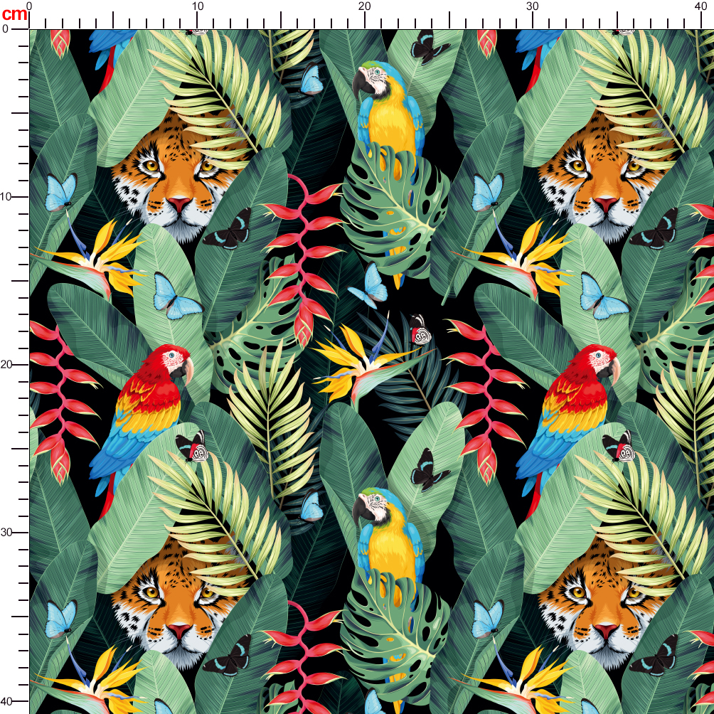 Leaves Parrot and Tiger Fabric Printing | Unique Fabric Designs | Custom Print
