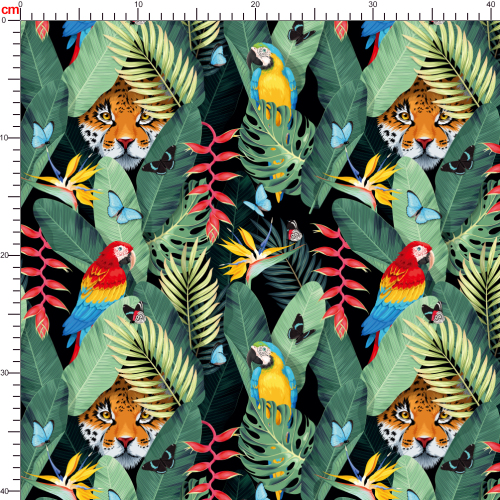 Leaves Parrot and Tiger Fabric Printing | Unique Fabric Designs | Custom Print