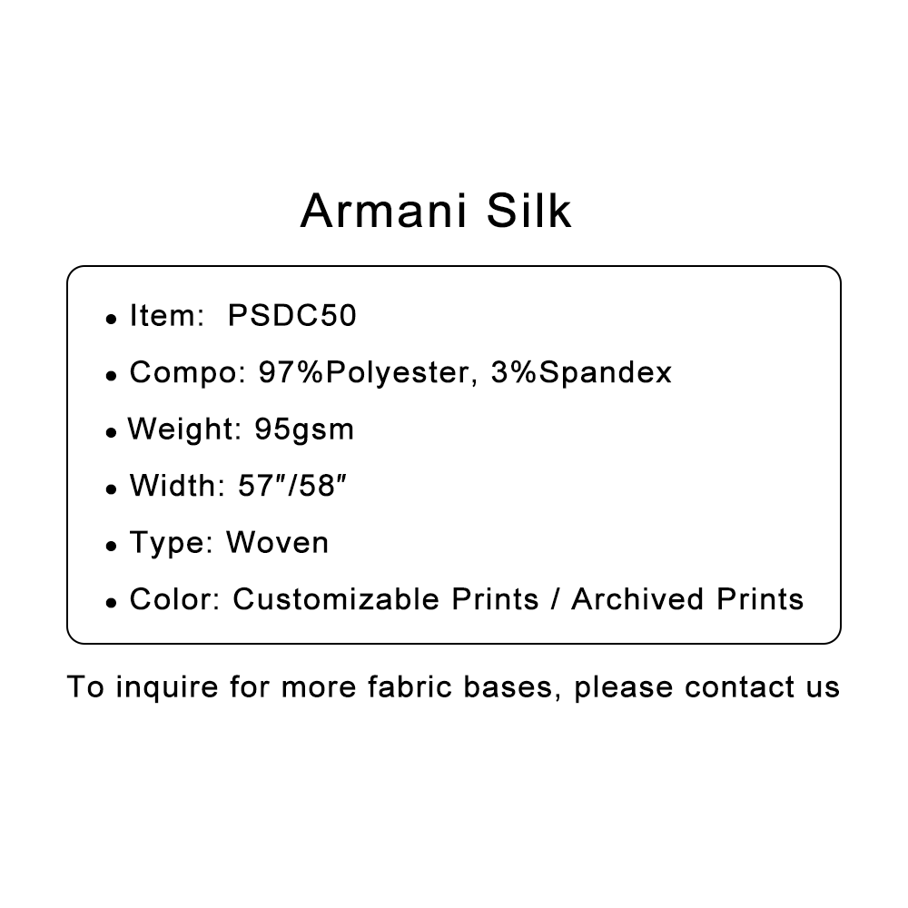 Custom Printed Armani Silk Fabric – Silky, Slight Stretch & Elegant for Dresses, Scarves & Luxe Apparel