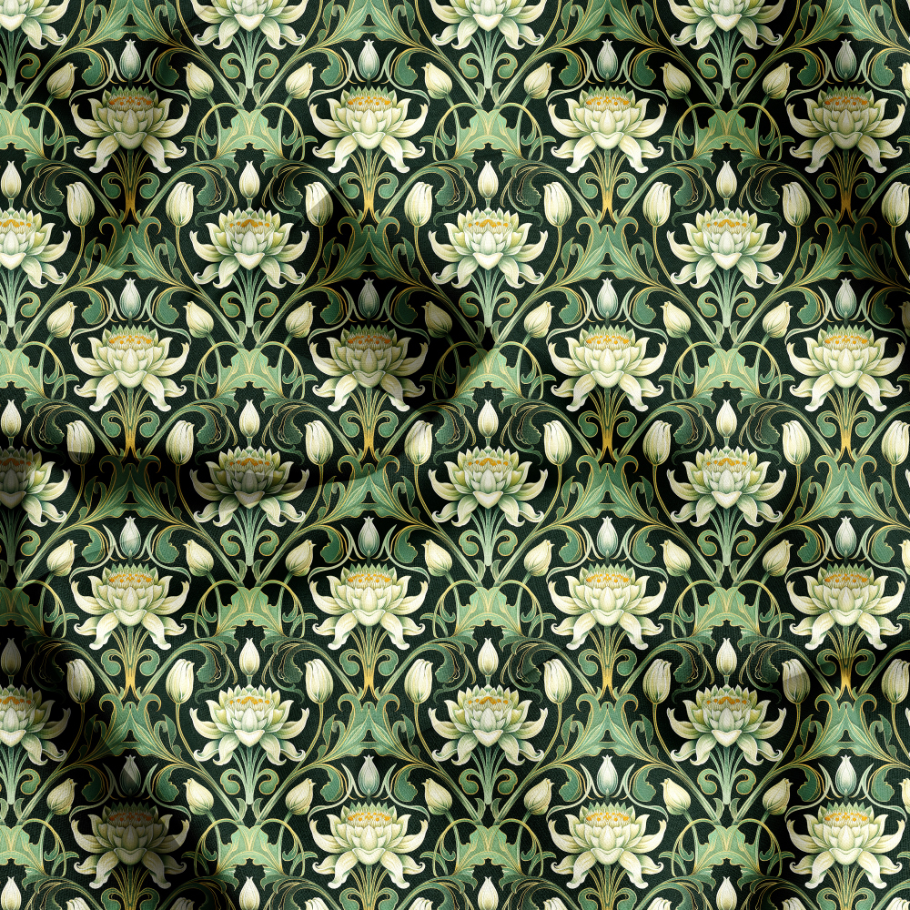 Liberty Floral Green Style Pattern Vintage Exquisite Elegant — Custom Printed Fabric