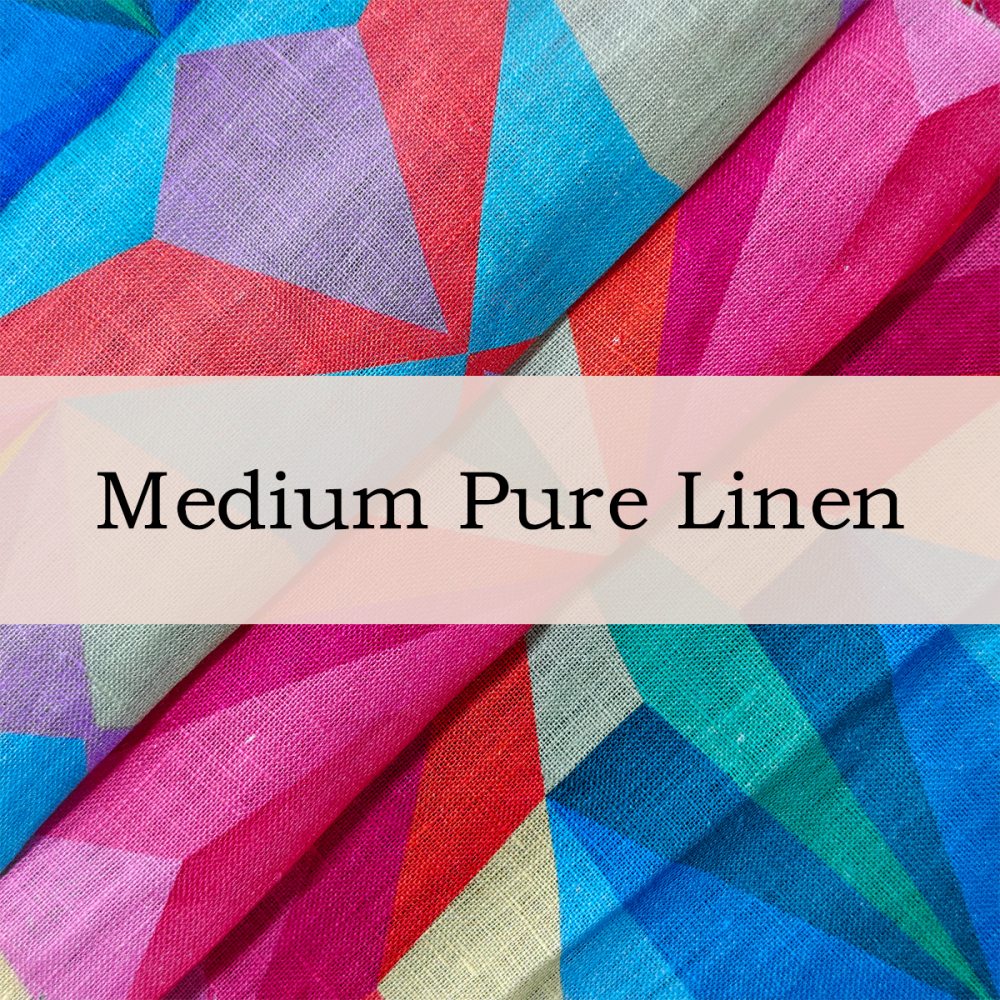 Custom Printed Medium Pure Linen Fabric – Textured, Breathable & Timeless for Apparel & Home Décor