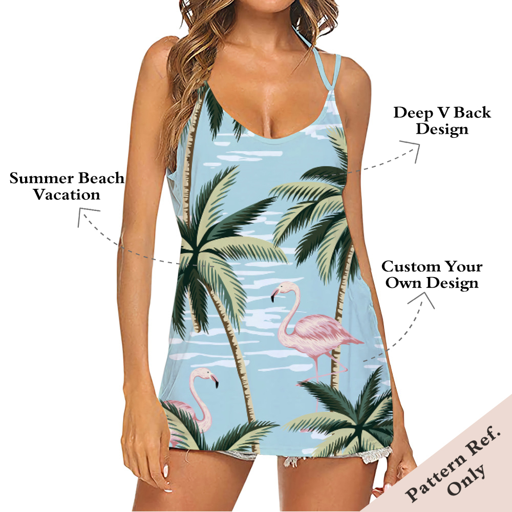 Custom Printed Women's Summer Camisole Top with Deep V Back - China Textile Manufacturer