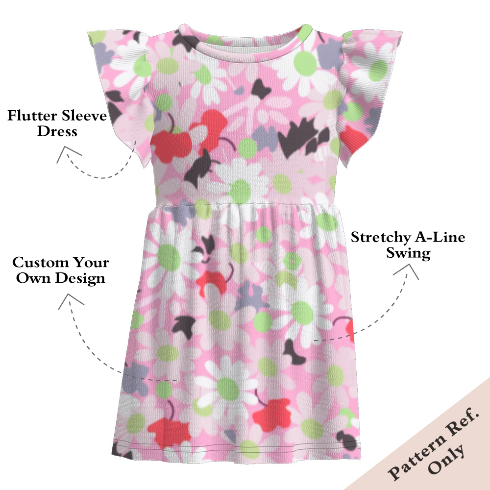 Custom Printed Girl's Flutter Sleeve Dress - China Textile Manufacturer