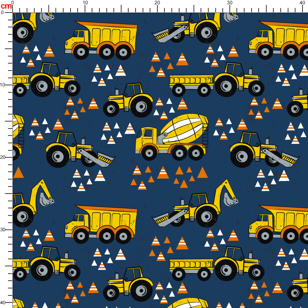 Customized Triangle and Excavator Fabric Seamless Pattern - Personalized Fabric Patterns Available