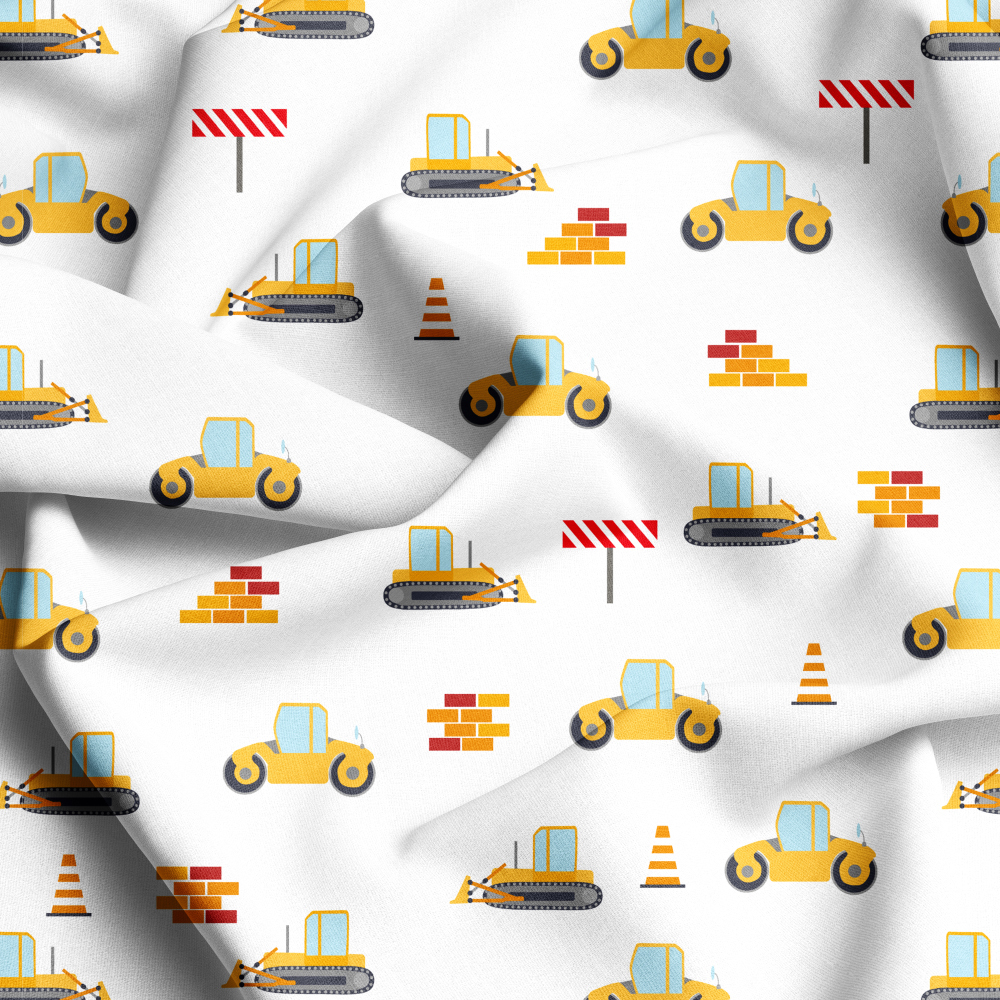 Cars Are Prohibited From Going To The Construction Site Fabric Seamless Pattern Custom Prints - Fabric Designed for You at Prinstitch