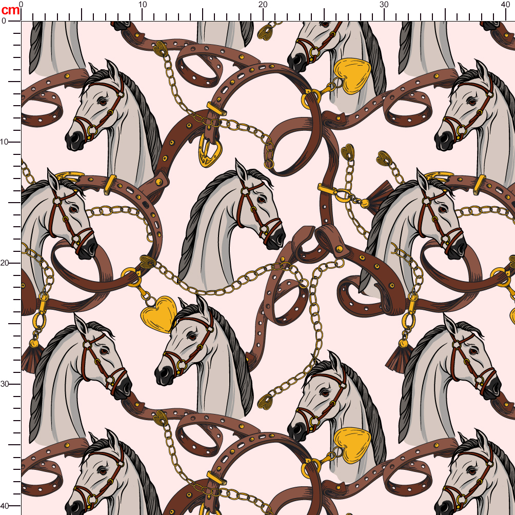Seamless Pattern with Horse Head and Belts - Custom Print Fabrics