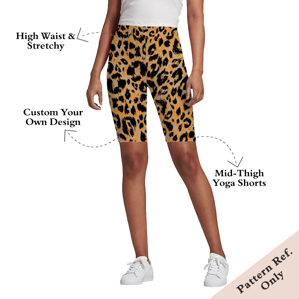 Custom Printed Mid-Thigh Women's Biker Yoga Shorts 14" Inseam - China Textile Manufacturer