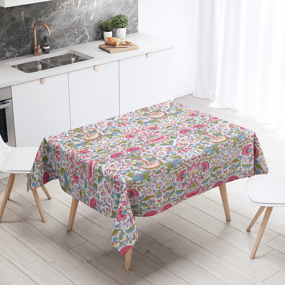 Tablecloth – William Morris Style Vintage Liberty Floral Print With Vibrant Flowers And Leaves