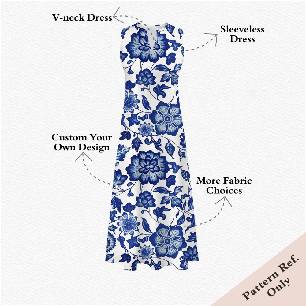 Custom Sleeveless V-neck Maxi Dress Women Summer Style