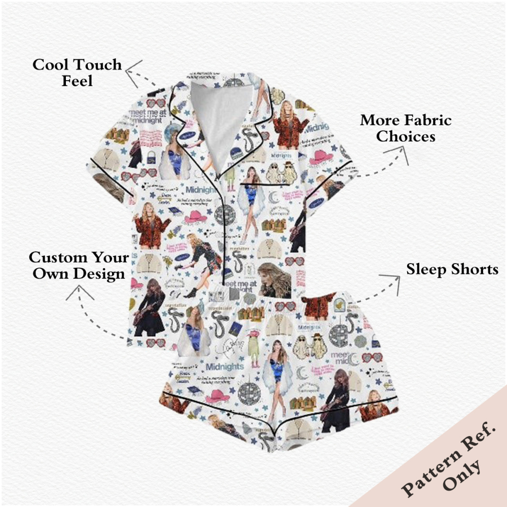 Custom Printed Casual  Short-Sleeve Pajama Set | Fashion Loungewear Two-Piece