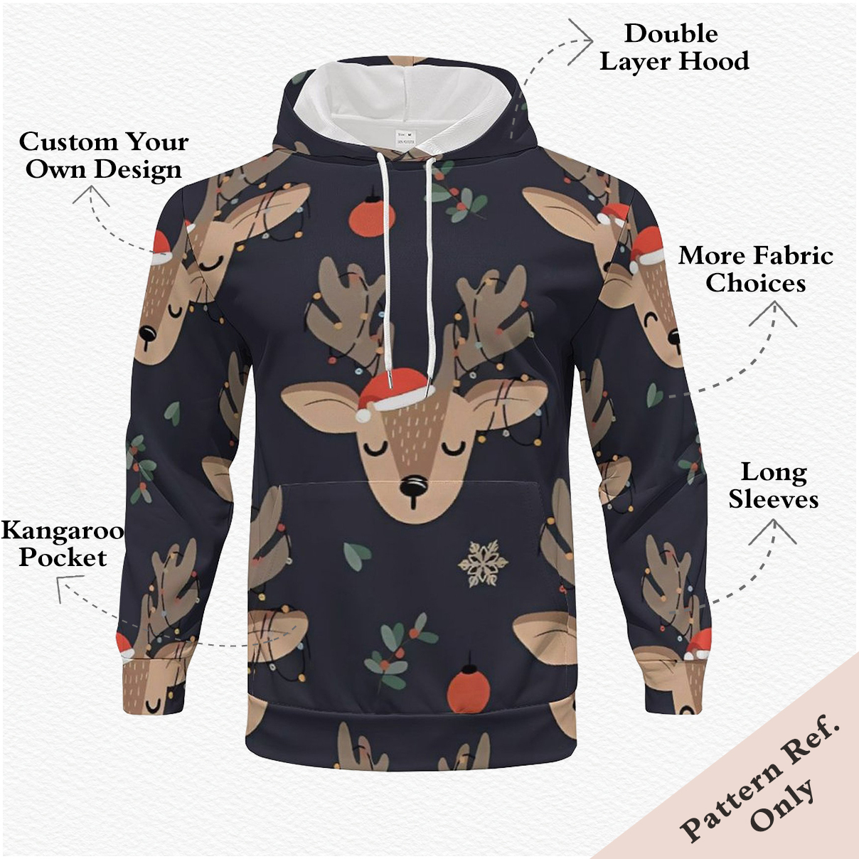 Customizable Men's Hooded Sweatshirt with Digital Print