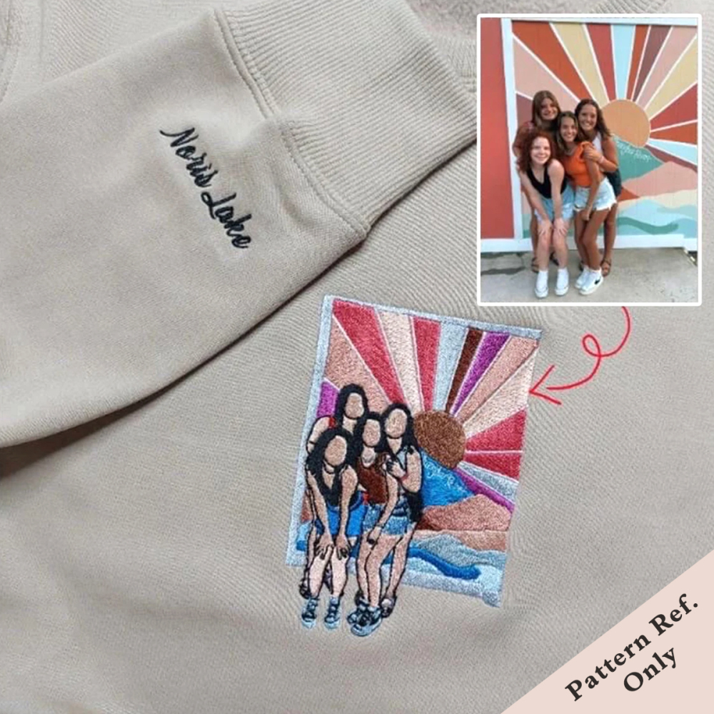 Customizable hooded sweatshirt with embroidered patterns