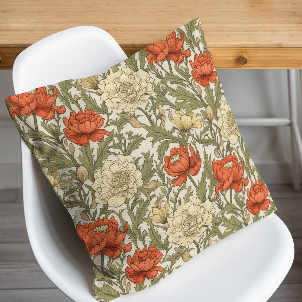 Throw Pillow – William Morris Vintage Liberty Floral Pattern With Pale Green Leaves