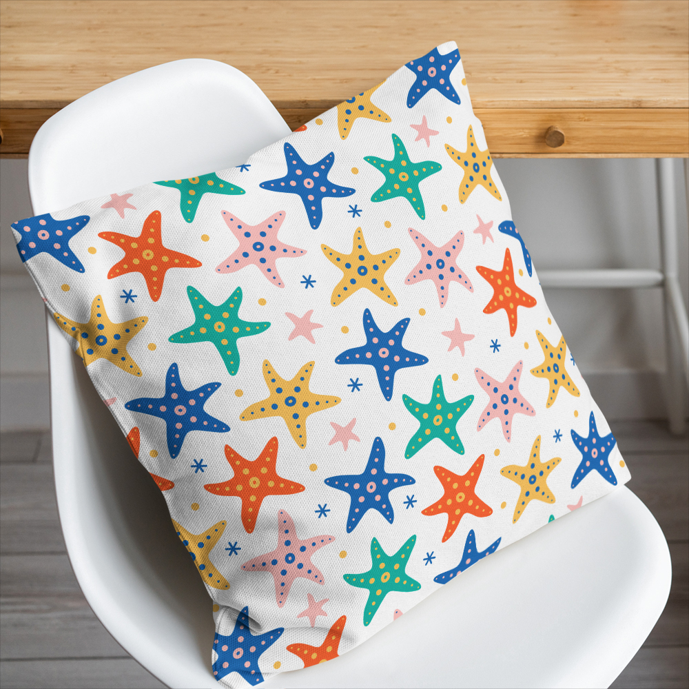 Throw Pillow – Sea Life Starfish in the Shape of Stars Pattern