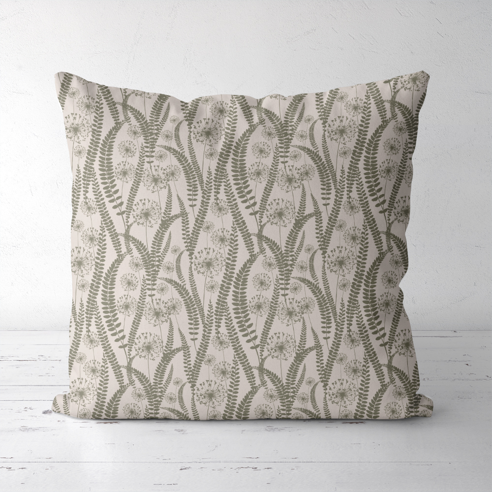 Throw Pillow – Vintage Floral With Wild Plant Silhouettes Pattern
