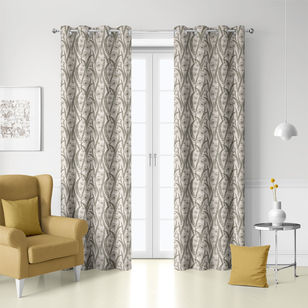 Curtain – Vintage Floral With Wild Plant Silhouettes Pattern