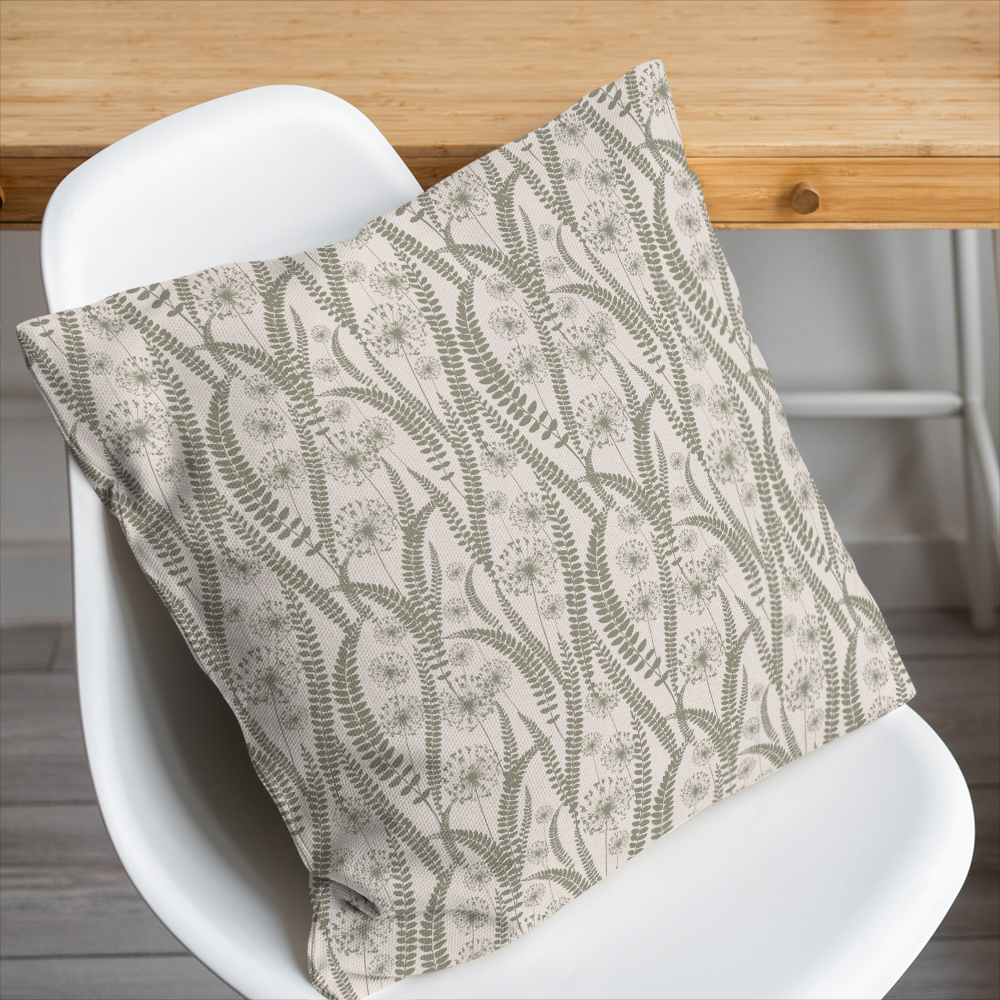 Throw Pillow – Vintage Floral With Wild Plant Silhouettes Pattern