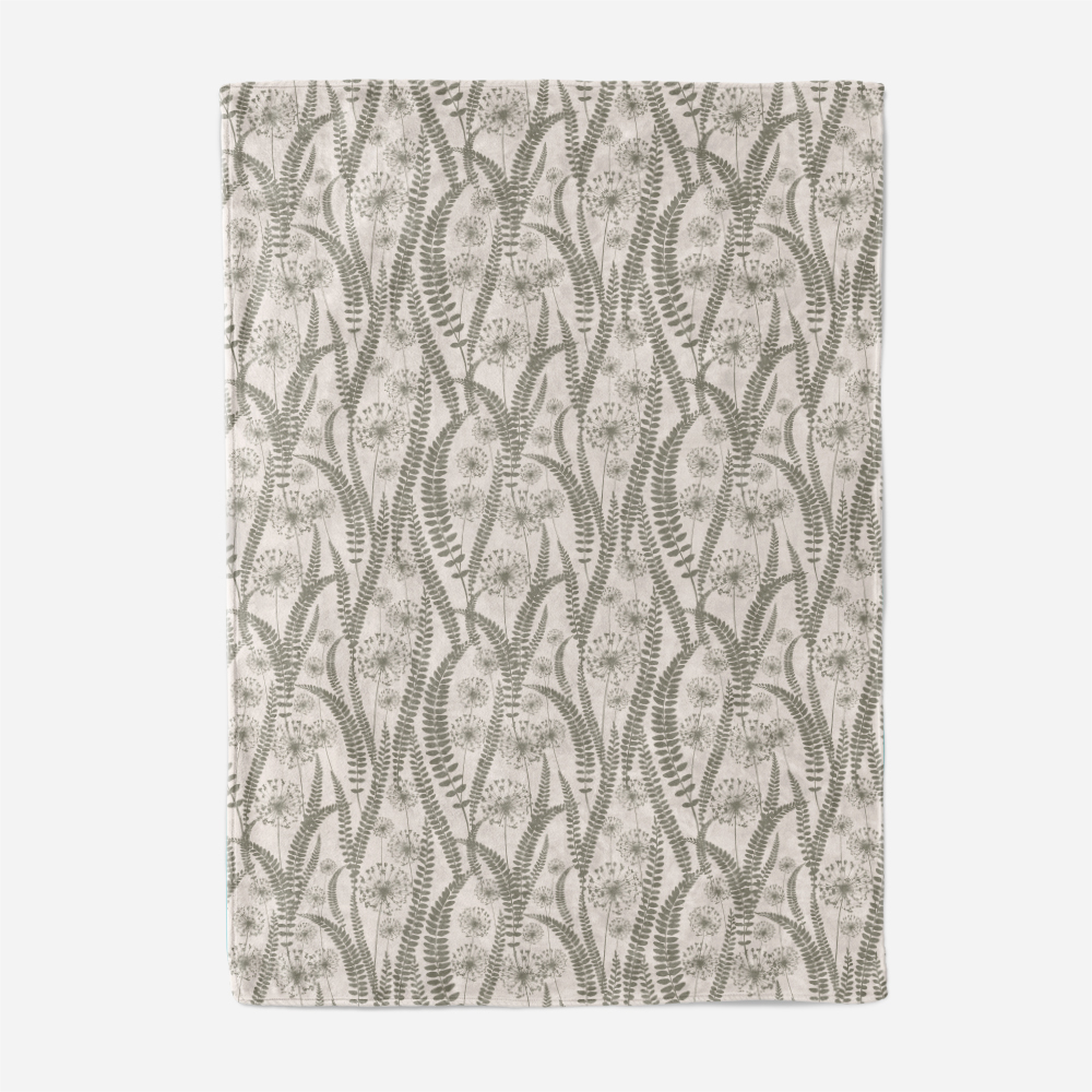 Throw Blanket – Vintage Floral With Wild Plant Silhouettes Pattern