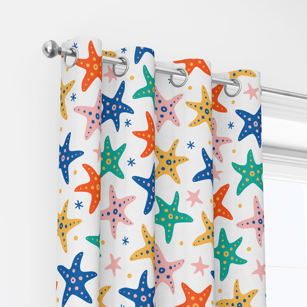 Curtain – Sea Life Starfish in the Shape of Stars Pattern