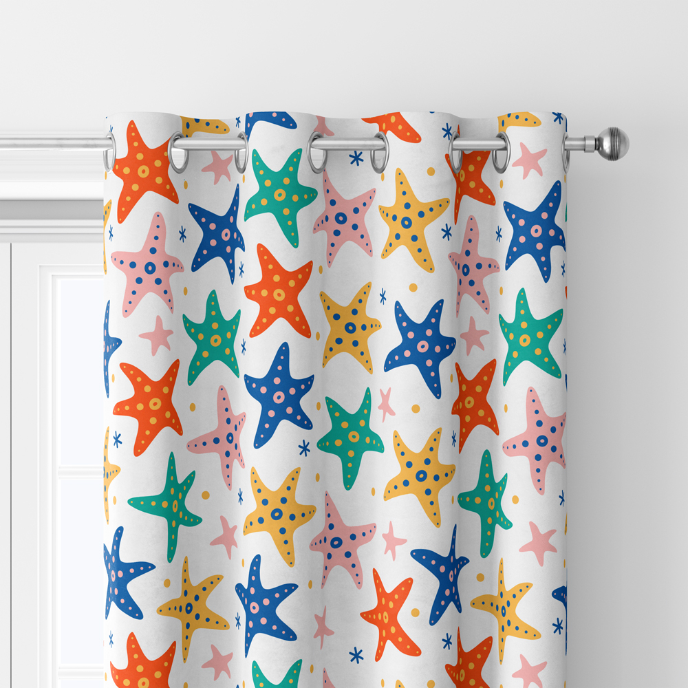 Curtain – Sea Life Starfish in the Shape of Stars Pattern