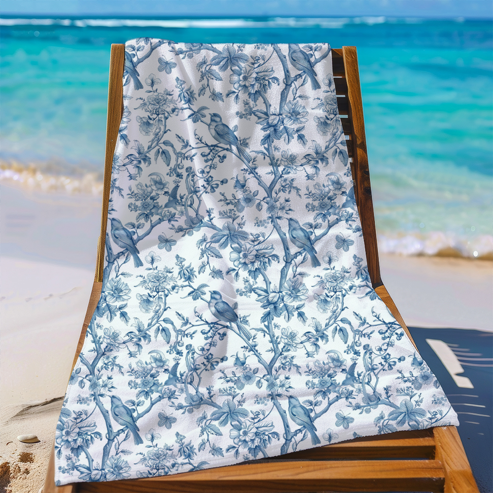 Beach Towel – Free Spirited Vintage Bird On Tree Liberty Floral Print