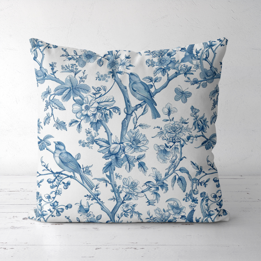 Throw Pillow – Free Spirited Vintage Bird On Tree Liberty Floral Print