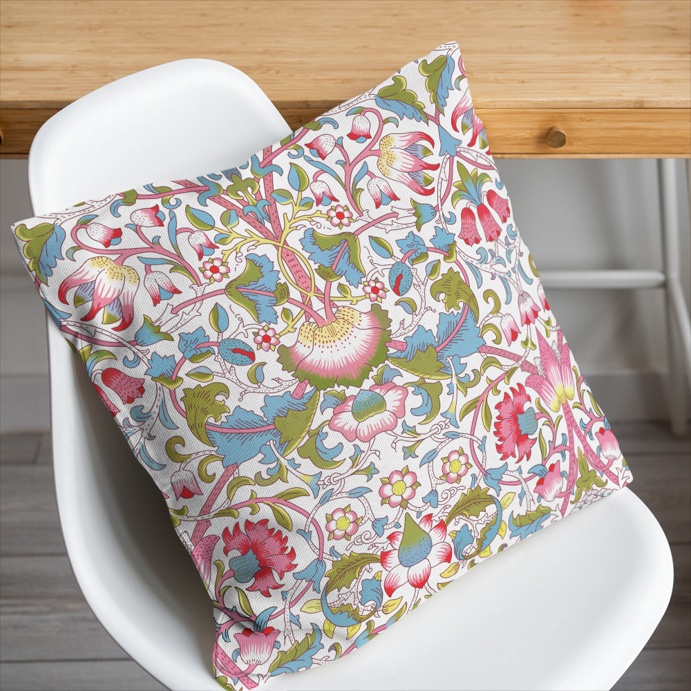 Throw Pillow – William Morris Style Vintage Liberty Floral Print With Vibrant Flowers And Leaves