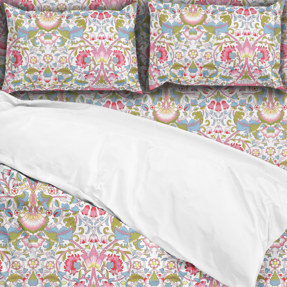 Bedding Set – William Morris Style Vintage Liberty Floral Print With Vibrant Flowers And Leaves