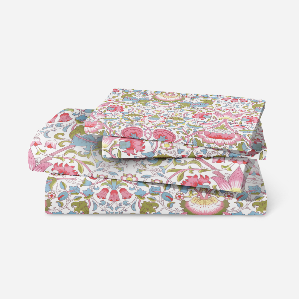 Bedding Set – William Morris Style Vintage Liberty Floral Print With Vibrant Flowers And Leaves