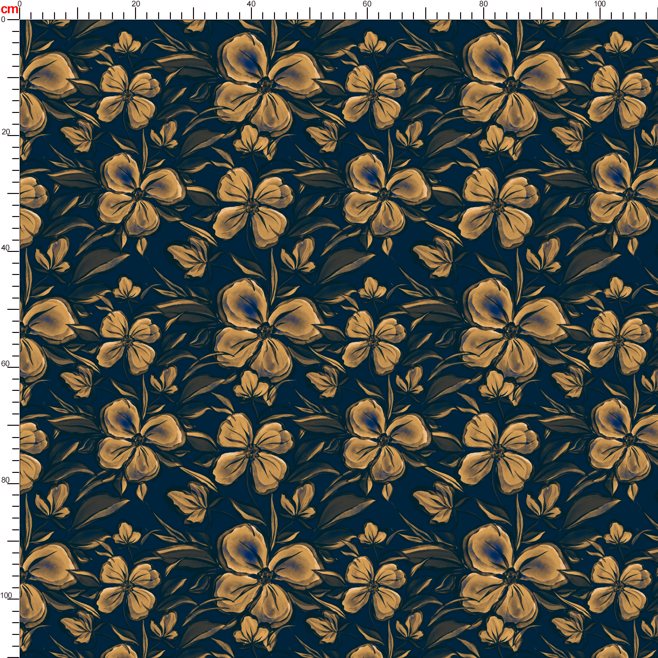 Vintage Liberty Floral Print with Seamless Floral Pattern – Elegant Abstract Golden Flowers Custom Print Fabrics