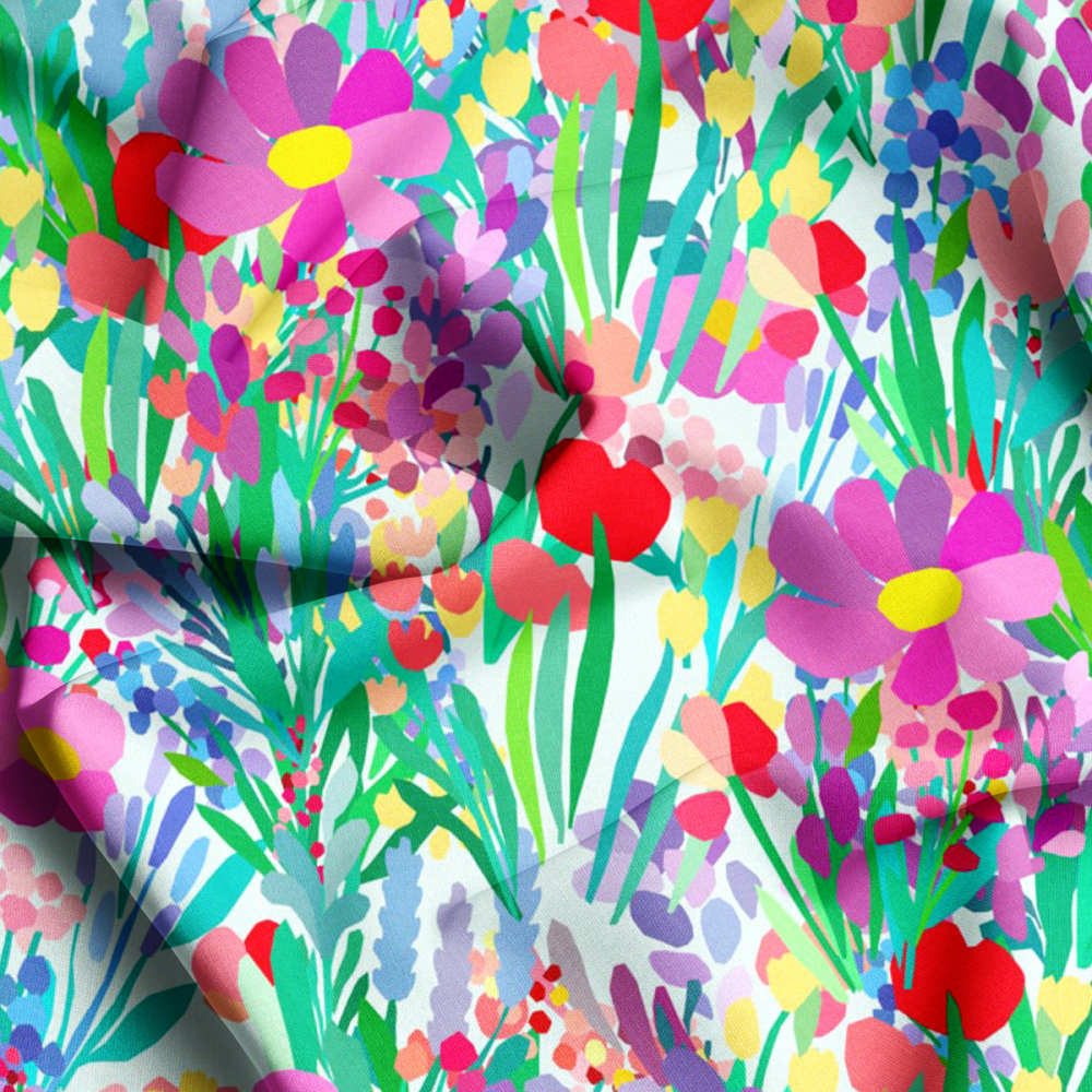 Rich Botanical Patterns Vintage Painting Liberty Floral Print with Layered Design Flowers and Leaves – Custom Print Fabrics