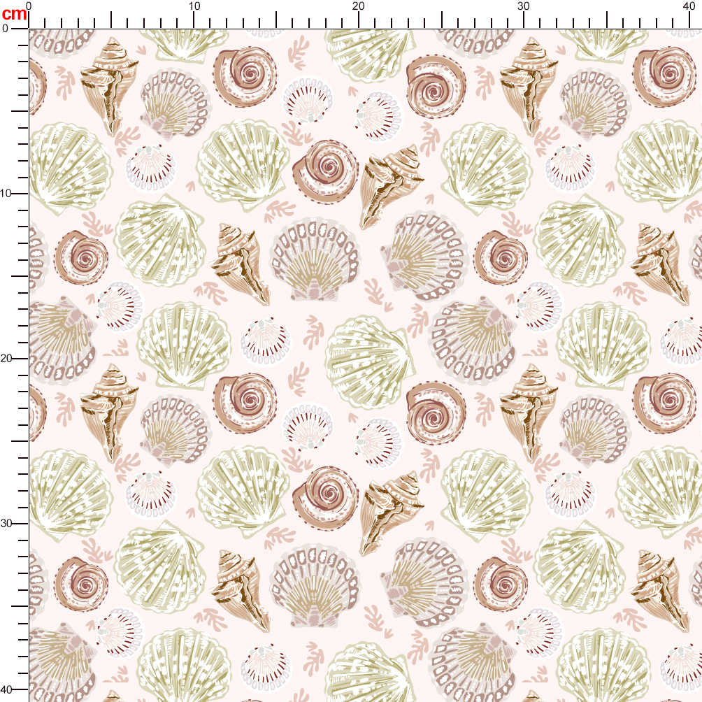 Sea Life Trendy Hand Drawn Sea Shells Seamless Pattern - Custom Print Fabrics