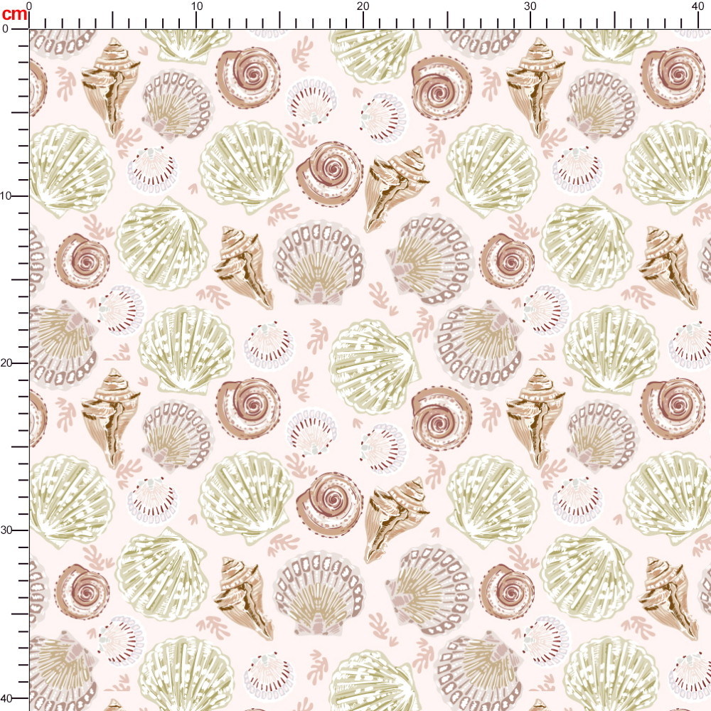 Sea Life Trendy Hand Drawn Sea Shells Seamless Pattern - Custom Print Fabrics