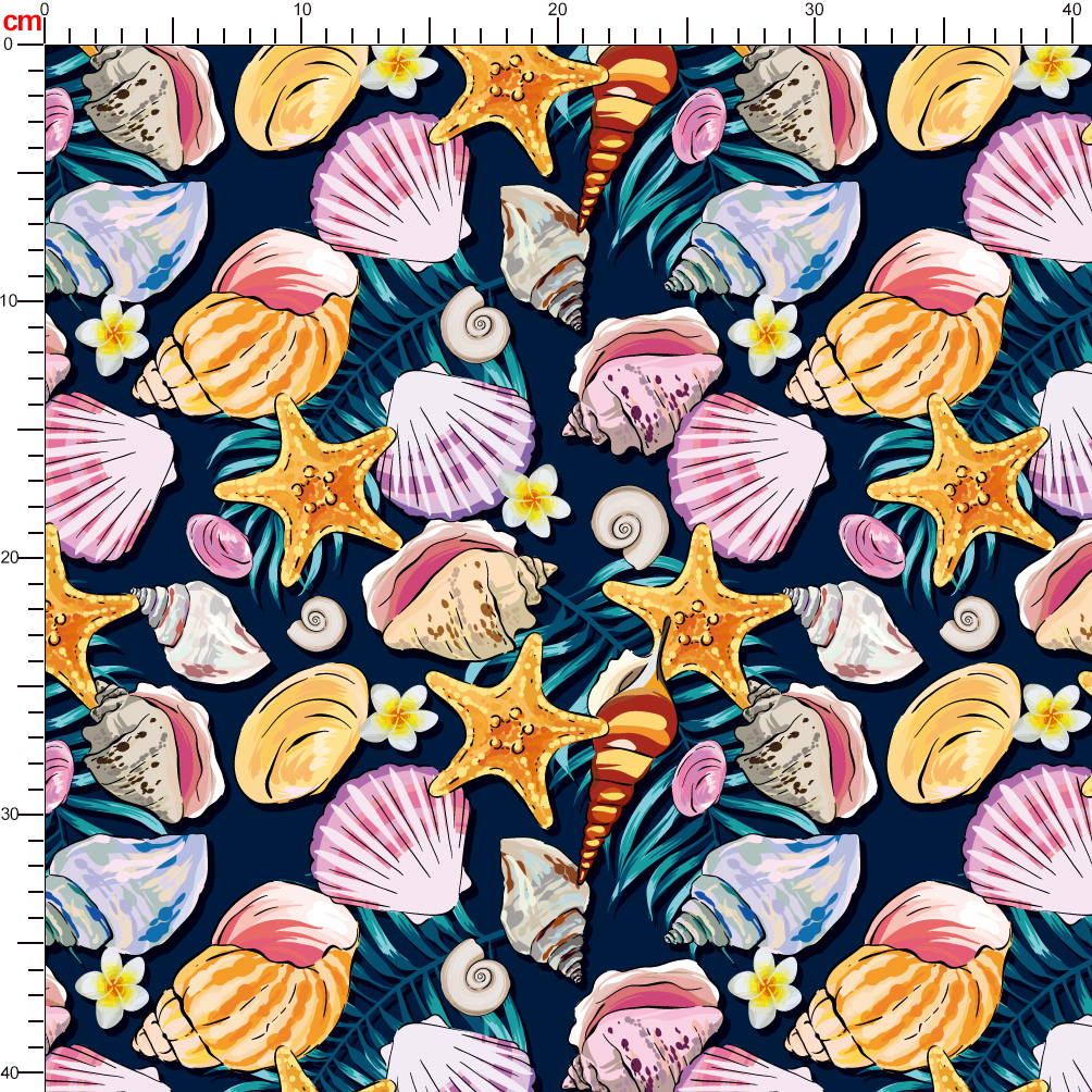 Seamless Sea Life Pattern | Marine Theme Shells | Custom Print Fabrics
