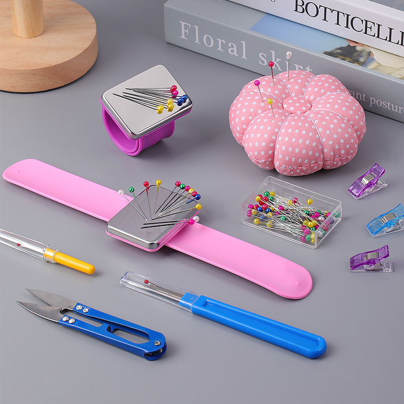 Pumpkin Pin Cushion Sewing Set – Magnetic Wrist Pin Holder & Needle Organizer Kit