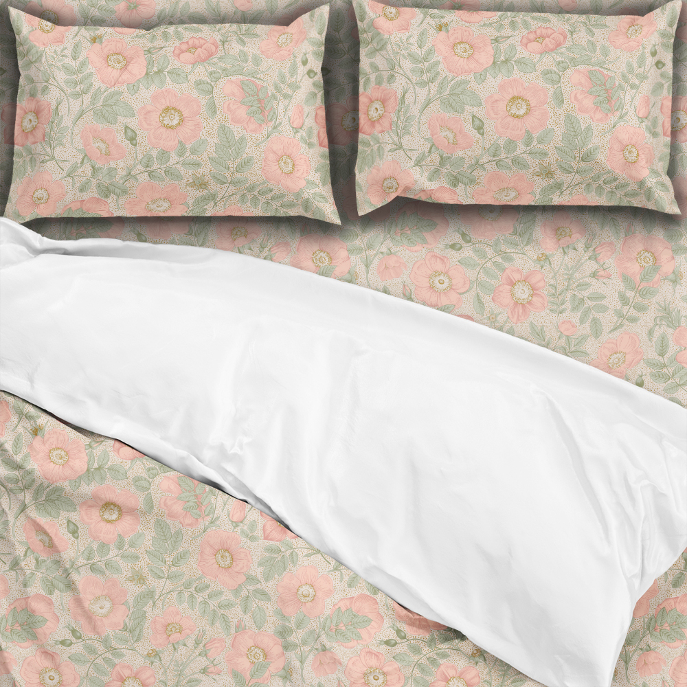 Bedding Set – Vintage-Inspired Wild Pink Roses