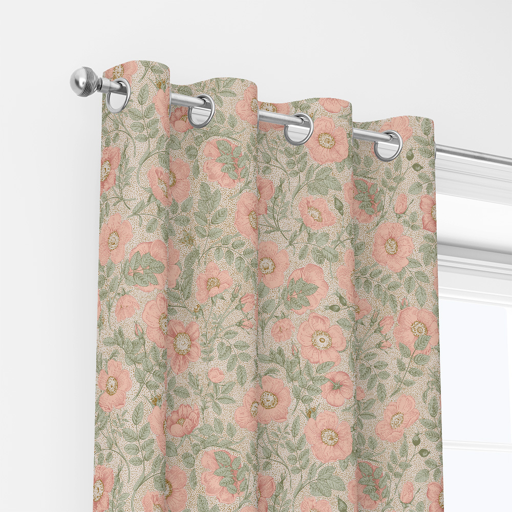 Curtain – Vintage-Inspired Wild Pink Roses