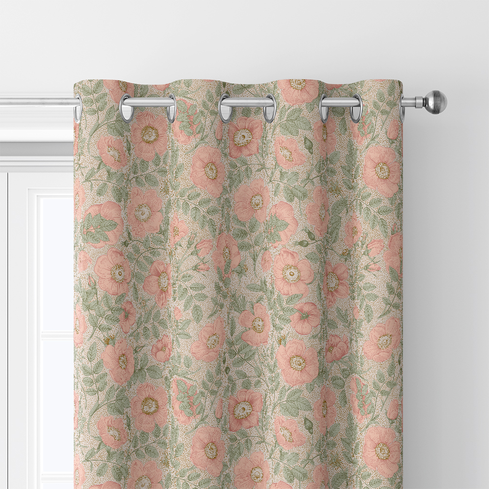 Curtain – Vintage-Inspired Wild Pink Roses