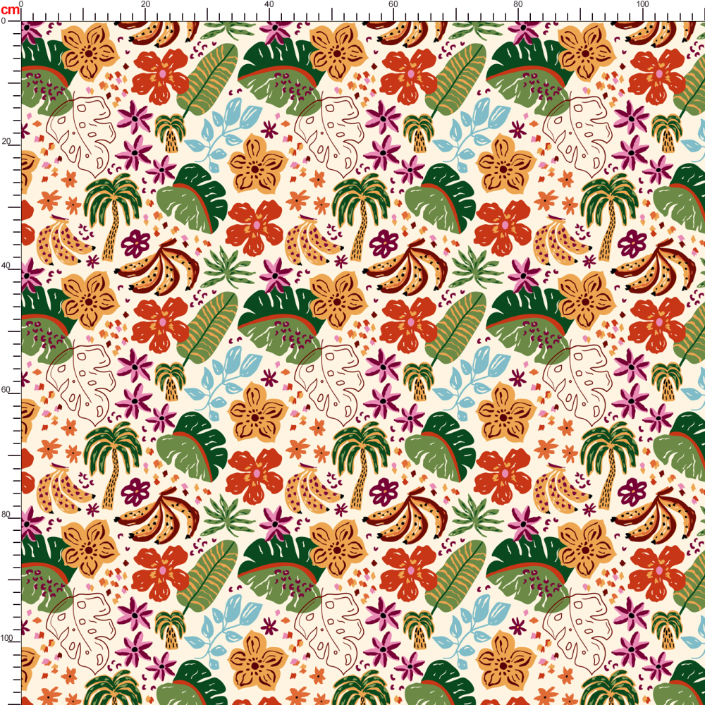 Hand-Drawn Naive Tropical Floral with Exotic Jungle Banana Leaf – Custom Print Fabrics