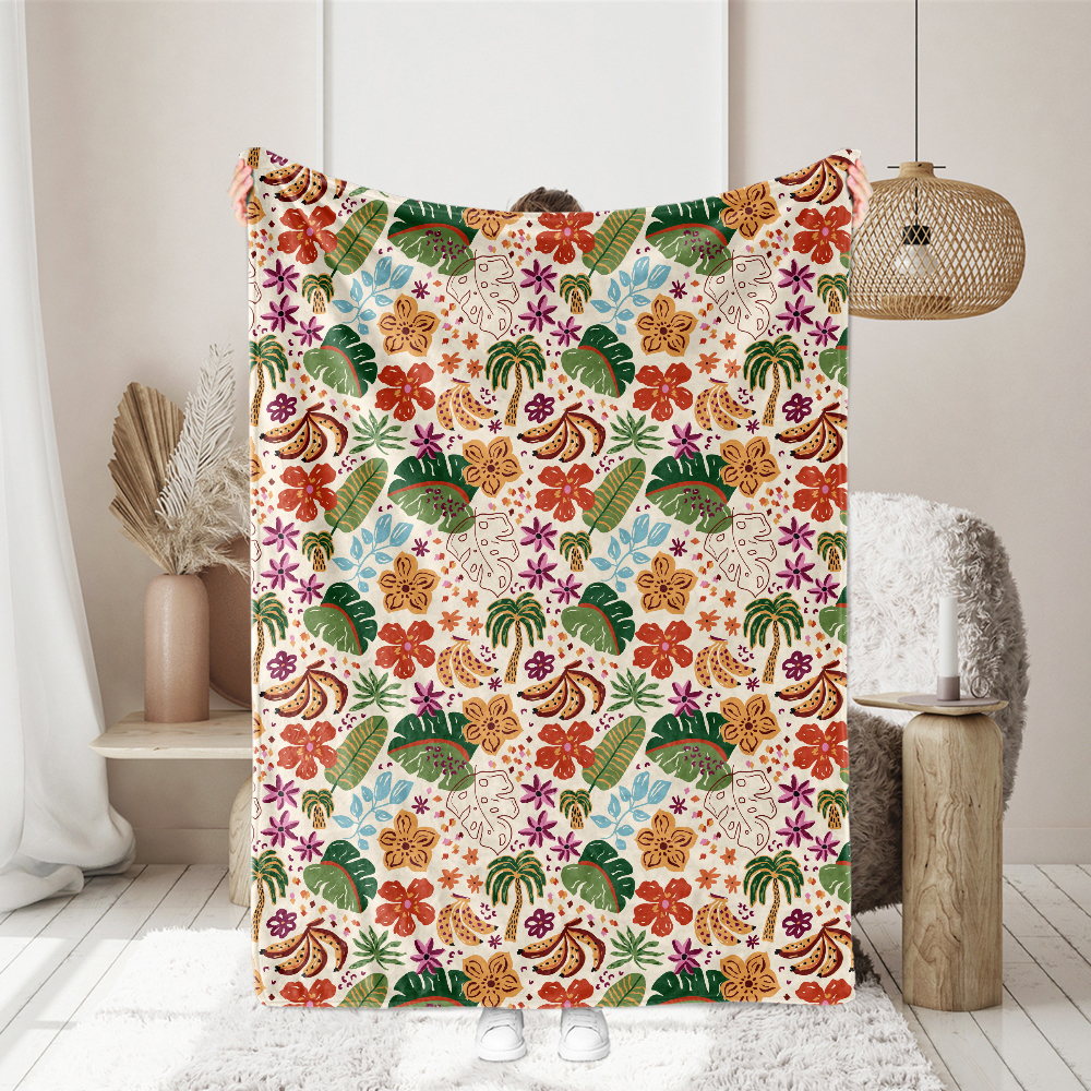 Hand-Drawn Naive Tropical Floral with Exotic Jungle Banana Leaf – Custom Print Fabrics