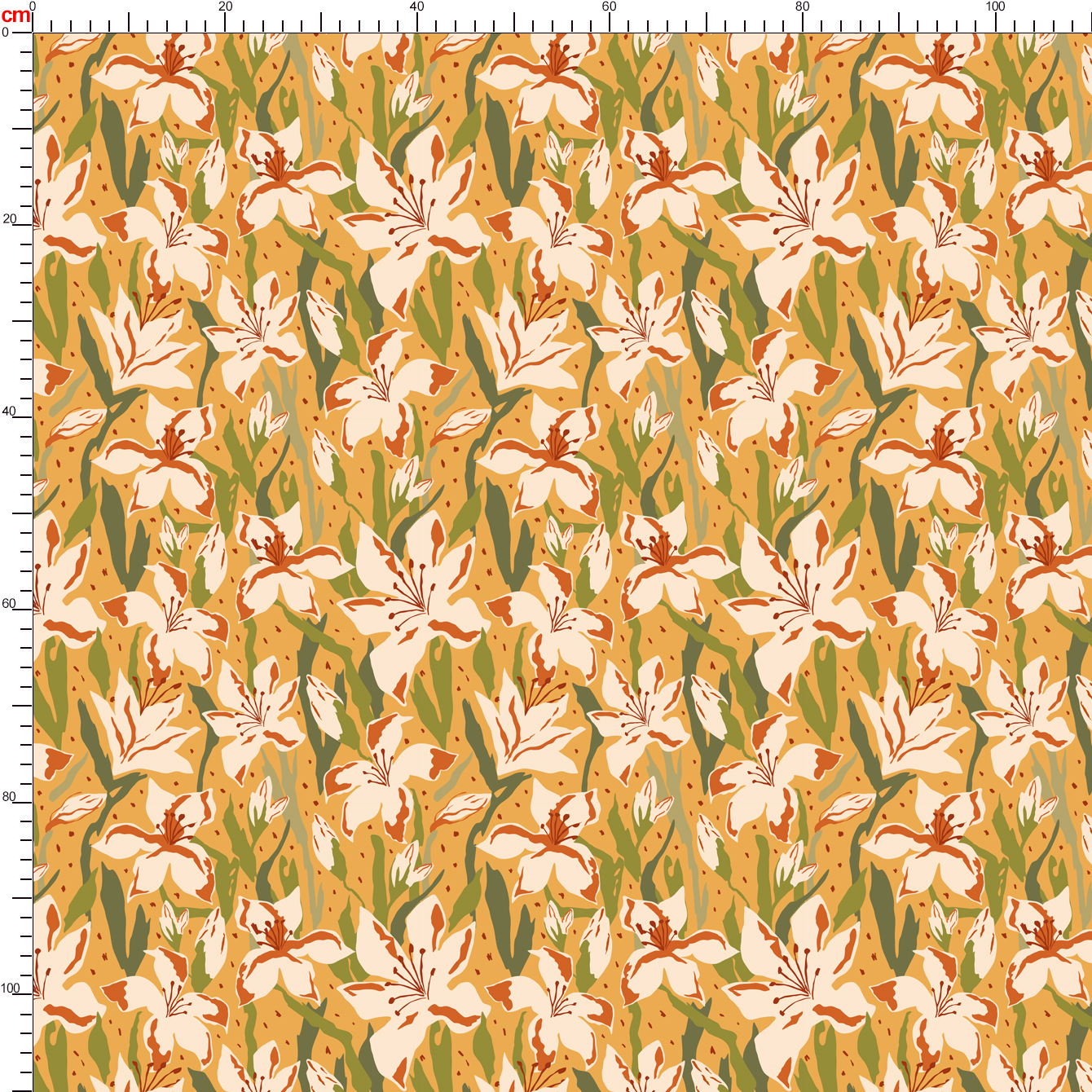 Hand-Drawn Lily Floral Botanical Garden Design on Yellow – Custom Print Fabrics
