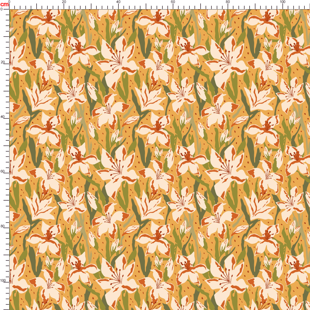 Hand-Drawn Lily Floral Botanical Garden Design on Yellow – Custom Print Fabrics