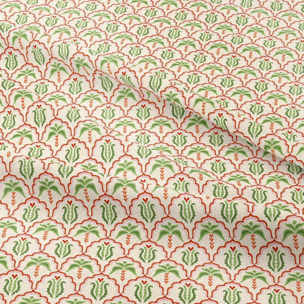 Tropical Palm Tree in Moorish Arch Damask – Custom Print Fabrics